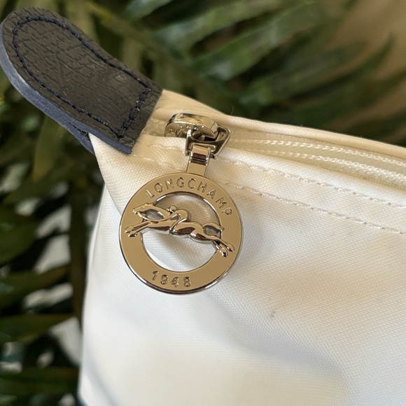 Longchamp Le Pliage Mariniere Zippered Shoulder Tote Blue White Nautical Stripes - Picture 4 of 16